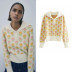 autumn and winter stretch slim lapel flower overlay sweater top NSLD13812