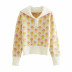 autumn and winter stretch slim lapel flower overlay sweater top NSLD13812
