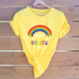 cute letters rainbow cotton short-sleeved t-shirt  NSSN13836