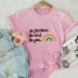 camiseta de manga corta de algodón puro con letras populares del arco iris NSSN13837