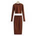Women s autumn and winter thickened long-sleeved t-shirt skirt casual suit NSAC13900