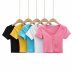 solid color V-neck single-breasted T-shirt  NSAC13927