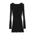  sexy slim lace-up V-neck knitted dress  NSAC13954