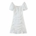 retro lace folds square neck white dress NSAC13998