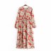 autumn cotton water print fringed long sleeve dress  NSAM6504