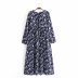 autumn cotton water print fringed long sleeve dress  NSAM6504