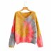 wholesale gradient tie-dye sweater women s pullover V-neck lazy knit sweater NSAM6519