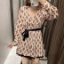 wholesale autumn velvet belt print blouse women s mid-length shirt NSAM6522
