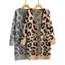 winter women s leopard print V-neck long coat  NSAM6533