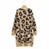 winter women s leopard print V-neck long coat  NSAM6533