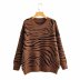 autumn and winter round neck loose zebra pattern lazy style long-sleeved sweater  NSAM6540