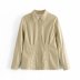 wholesale autumn light green faux leather blouse top NSAM6541