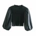 wholesale autumn imitation leather laminated women s T-shirt top NSAM6549