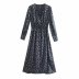 vestido de manga larga con estampado de textura de satén de seda de otoño NSAM6594