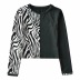 zebra pattern color matching long-sleeved short shirt  NSAC14130
