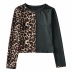 zebra pattern color matching long-sleeved short shirt  NSAC14130