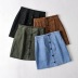 Retro Corduroy Lapel Jacket High Waist Buttoned Hip Skirt Set   NSAC14162