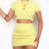 autumn new sweater light yellow furry skirt suit   NSAC14165