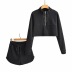 High-Waist Zipper Sweater Loose Wide-Leg Pants Casual Sports Set NSAC14170