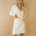  knitted V-neck sweater cardigan skirt knitted suit   NSAC14177