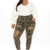 fashion plus size camouflage holes pants NSCX14308