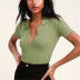 V-neck solid color short-sleeved self-cultivation knit T-shirt  NSAC14343