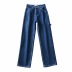 women s fall/winter casual high waist loose wide-leg denim trousers NSAC14364