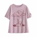 women s round neck letter printing rabbit pink T-shirt NSAM6666