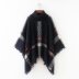 high neck plaid fringed loose all-match shawl coat   NSAM6682