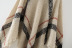 high neck plaid fringed loose all-match shawl coat   NSAM6682