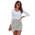Plaid A-line Irregular Skirt  NSAL6708