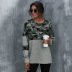 round neck long sleeve camouflage stitching casual loose top NSAL6717