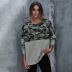 round neck long sleeve camouflage stitching casual loose top NSAL6717