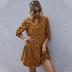 autumn and winter new  ruffled print long-sleeved dress NSDF6719