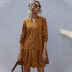 autumn and winter new  ruffled print long-sleeved dress NSDF6719