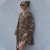 autumn and winter women s high waist leopard print dress  NSDF6721