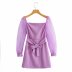 autumn one-word neck stitching bubble long-sleeved dress  NSAM6728
