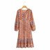 autumn bohemian long-sleeved printed rayon holiday dress NSAM6746