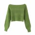 wholesale autumn one-shoulder short green women s knitted top NSAM6775