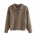 wholesale women s new style POIO lapel button embellished blended knitted sweater top NSAM6807