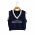 color contrast side V-neck high waist letter knitted  vest NSAM6820