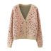 Wholesale autumn retro small floral V-neck women s knitted cardigan jacket NSAM6883
