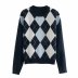 autumn diamond lattice women s knitted sweater NSAM6918