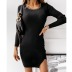 autumn and winter simple round neck decoration dress NSYD6949