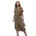 short-sleeved leopard print A-line skirt NSKA6981