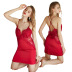women s lace hollow silky satin nightdress with chest pad NSMR7003