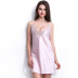 ladies nightdress imitation silk suspender deep V sexy solid color pajamas NSMR7021
