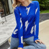hot style round neck pullover women s lightning pattern long-sleeved sweater NSYH7103