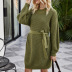 fall/winter women s pullover mid-length thick solid color loose long-sleeved sweater NSYH7105