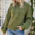 autumn and winter new solid color cable half turtleneck long-sleeved pullover sweater NSYH7106